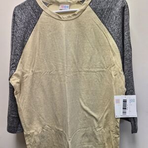 LuLaRoe Gray and Cream Randy Shirt
